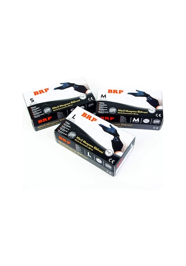 Brp Nitril Siyah Eldiven S Beden 100'lü Kutu