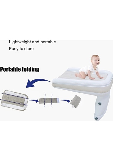 Wondernest Açık Hava Seyahat Bebek Şişme Yatak Araba/uçak Katlanır Yatak, Gri + Emniyet Kemeri Çok Renkli