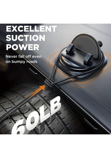 Xuweiwei Siyah 360 Derece Dönebilir Joyroom Araç İçin Ayarlanabilir Yaylı Telefon Tutucu Kaymaz Silikon