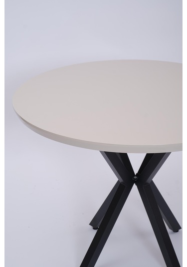 Göksu Yuvarlak Lak Panel Mutfak Masası 100cm Bej