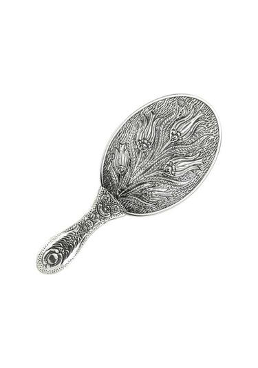 Altın Sepeti GA040 Laleli Gümüş El Aynası Büyük Boy