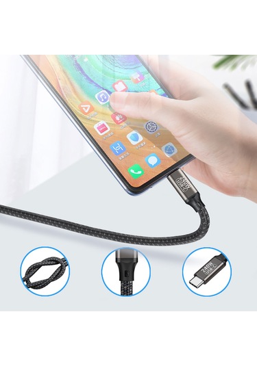Ekılıf - Type-c To Type-c Pd3.1 Data Kablosu 240w 480mbps Qg02 0.5 Metre - Siyah - T27155 Siyah