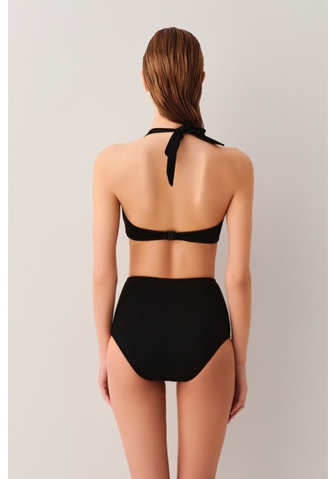 Suwen Yüksek Bel Pileli Bikini Alt Sbn25700012 Siyah