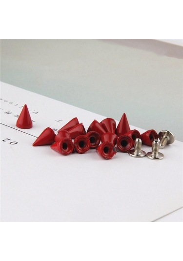 Red 10 Takım 7 10mm Mermi Koni Renkli Çıtçıt Ve Sivri Giysiler Için Dıy El Sanatları Konfeksiyon Perçinler Deri Çanta Ayakkabı