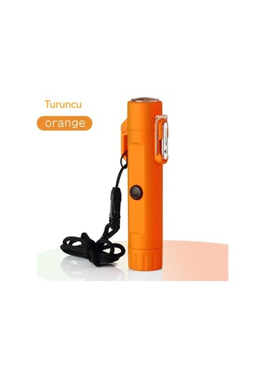 Su Geçirmez Çift Ark Pusula El Feneri Çakmak Açık Elektronik Çakmak Gold - Turuncu