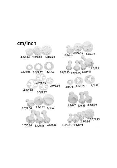 Honmex 33 Parça Gıda Grade Plastik Pasta Kalıbı Seti - Çiçek, Yıldız, Kalp Desenli Pasta Ve Kurabiye Kesici Beyaz