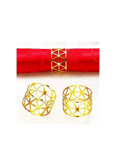 Shineyee Üçgen S Şekilli Dayanıklı Metal Peçete Halkası Seti - 12'li Altın Renk Altın