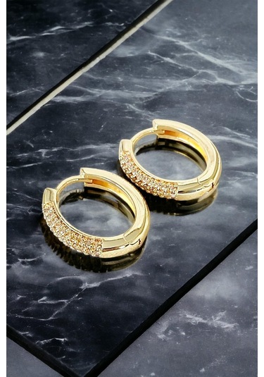 Alerji Yapmaz Kararmaz Altın Kaplama Çelik Halka Küpe