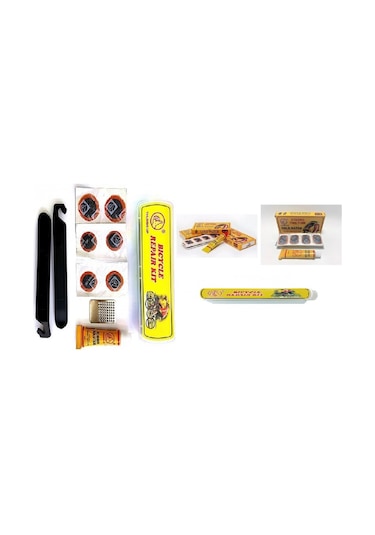 Levyeli Mini Yama Seti + 48 Li Yama Seti Bisiklet Lastik Yaması Siyah