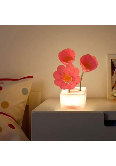 Homyl Otomatik Blooming Çiçek Gece Işık Yatak Odası Ekran Pembe Çok Renkli