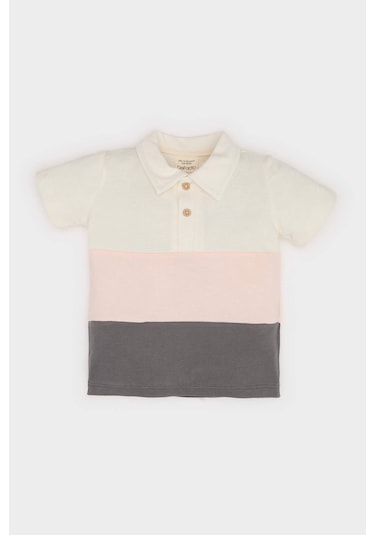 DeFacto Erkek Bebek Polo Yaka Renk Bloklu Pike Kısa Kollu Tişört B9247A525SMGR452