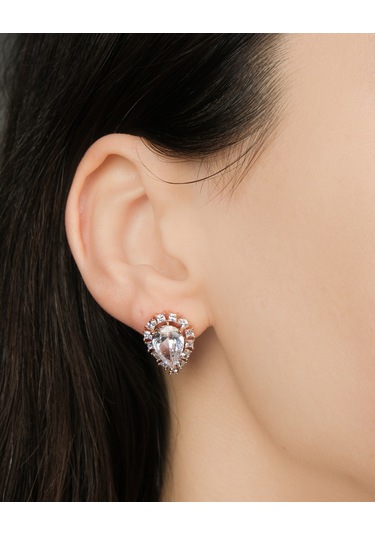 Lekka Design Kadın Kararmaz Çelik Lüks Takı Damla Zirkon Taşlı Şık Abiye Küpe Altın