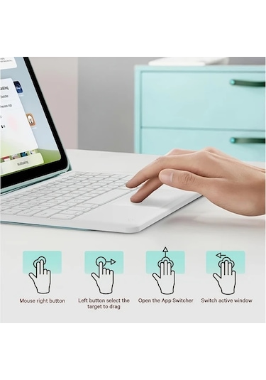 Honeybeeshop Yeşil İpad Uyumlu Pro 11 Ve Air4/5/6 10.9 İçin Klavyeli İpad Uyumlu Kılıfı 7 Renkli Aydınlatmalı Çıkarılabilir Tablet Klavyesi Ve Dokunmatik Ped İle Kalem Tutuculu