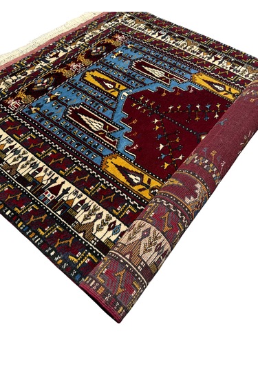 El Dokuma Sıfır Özel Koleksiyonluk Yayhalı Halısı 112x160 Kök Boya Özel Dokuma Halı Mavi