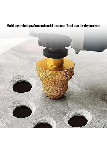 Pazly 1 Adet Elmas Freze Uçlu Fayans Kesici Mermer Raybası Duvarcılık Delme Aleti M10 Kırma Freze Uçları Delik Testeresi