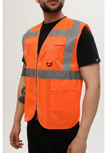 Uniprom Yelek Yönetici Ikaz Yeleği Reflektörlü Neon Turuncu