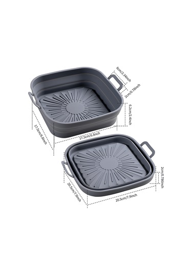 Katlanabilir Kare Air Fryer Silikon Kalıp 17,5 Cm Gri