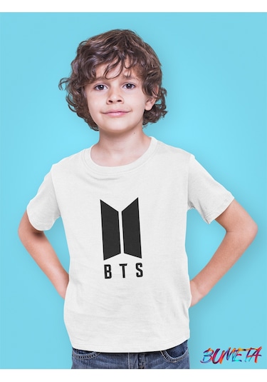 Bumeta Bts Army K-pop Baskılı Çocuk Tişört 3'lü Set Beyaz