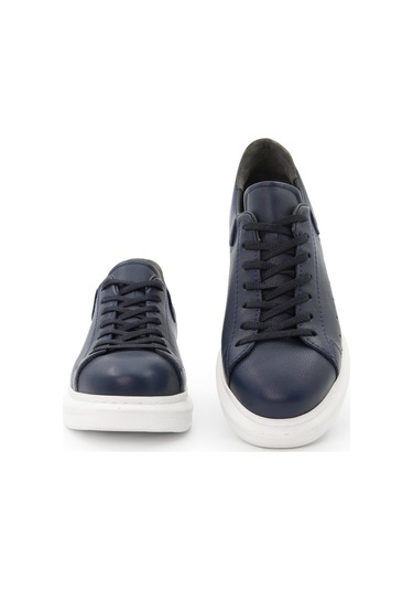 Günlük Gizli Topuklu Lacivert Hakiki Deri Boy Uzatan Ayakkabı Lacivert