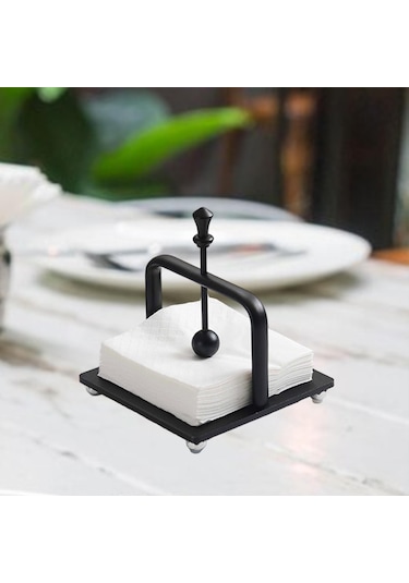 Homyl Peçetelik Metal Dekoratif İçecek Peçete Kutusu Yemek Siyah