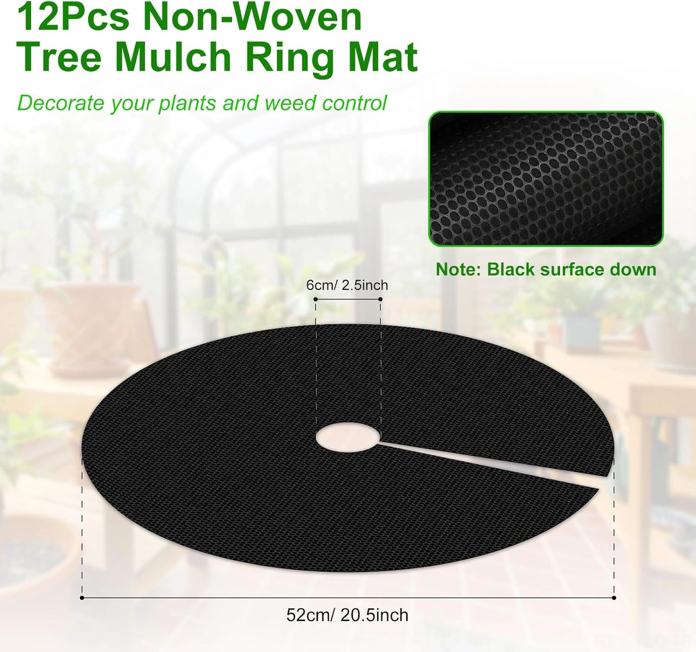 Yuntech01 12 Adet 52cm Çaplı Ağac Korumalı Döşeme, Dikdörtgen Örgü, Bitki Kökünü Koruma, Ot Kontrol, Ev Bahçesi, Saksı Bitkileri İçin