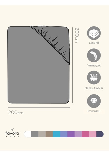 Favora Battal Boy Lastikli Penye Çarşaf - Gri