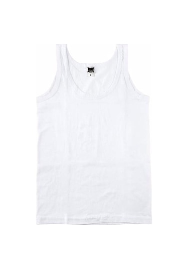 6'Lı Tutku Çocuk Erkek Garson Boy Ribana Atlet (13-14 Yaş)Tec0125 Beyaz