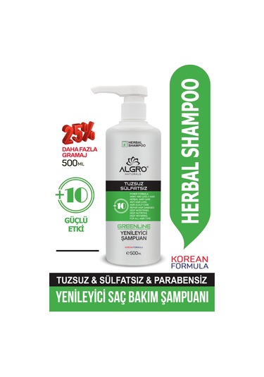 Algro Greenline Bitki Özlü Yenileyici Saç Bakım Şampuanı 500 ML