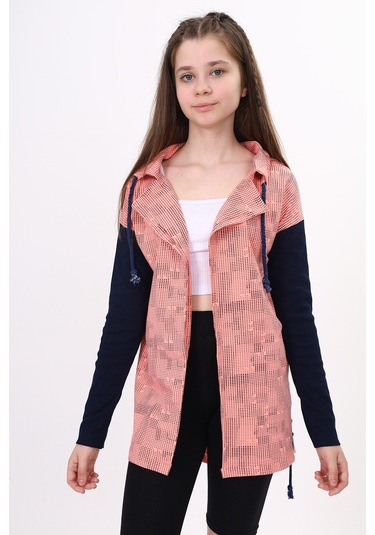 Toontoy Kız Çocuk Komple Baskılı Hırka Somon