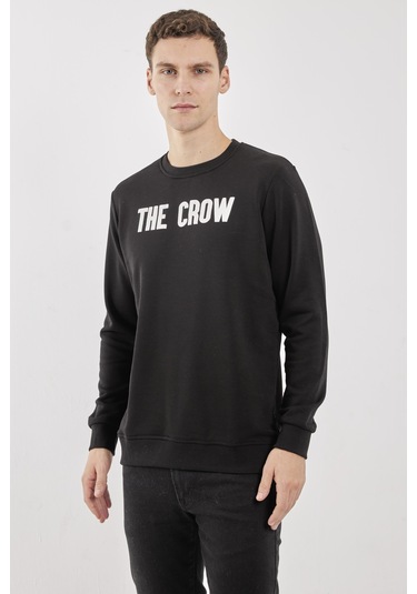Crow Siyah O-yaka Sweatshırt Siyah