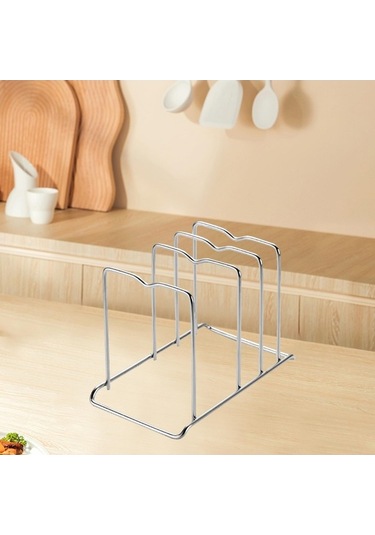 Trendooze Gümüş Mutfak Aksesuarı - Tencere Kapağı Tutucu & Kesme Tahtası Gümüş