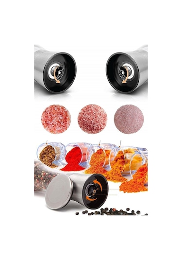 Seramik Bıçaklı Baharat ve Tuz Değirmeni Öğütücü Krom - 2 Adet