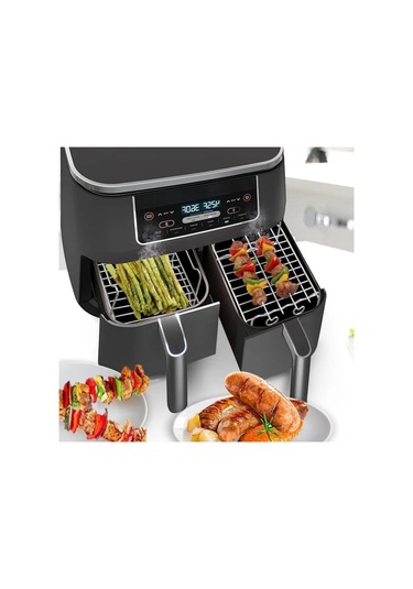 Shineyee Stoksel Çift Katlı Çelik Kebab Izgarası: Yüksek Sıcaklığa Dayanıklı, Yemek İle Direkt Temaslı, Multifonksiyonel Hava Fritöz Aksesuarı