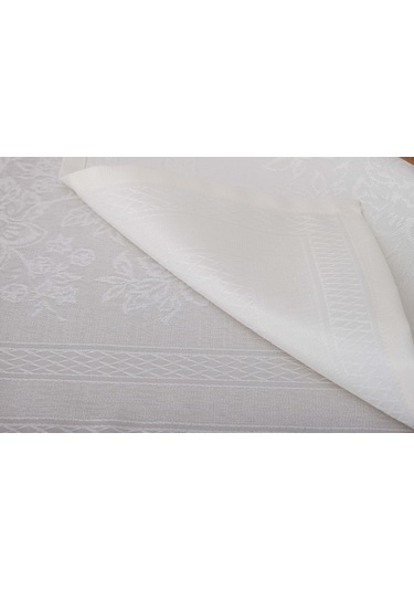 Finezza Lola Jakar Polyester Kumaş Krem Runner 45x150 cm   - 1412