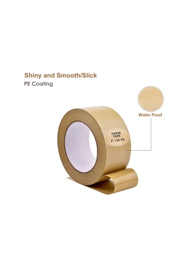 Kraft Kağıt Bant Kendi Kendine Yapıştırıcı, 2 'x55yd, Kahverengi Kağıt Bant, Biyolojik Olarak Parçalanabilir Kahverengi Paketleme Bandı, Güçlü Yapıştırıcı İle Kağıt Paketleme Bandı, 1 Rulo 1 Adet