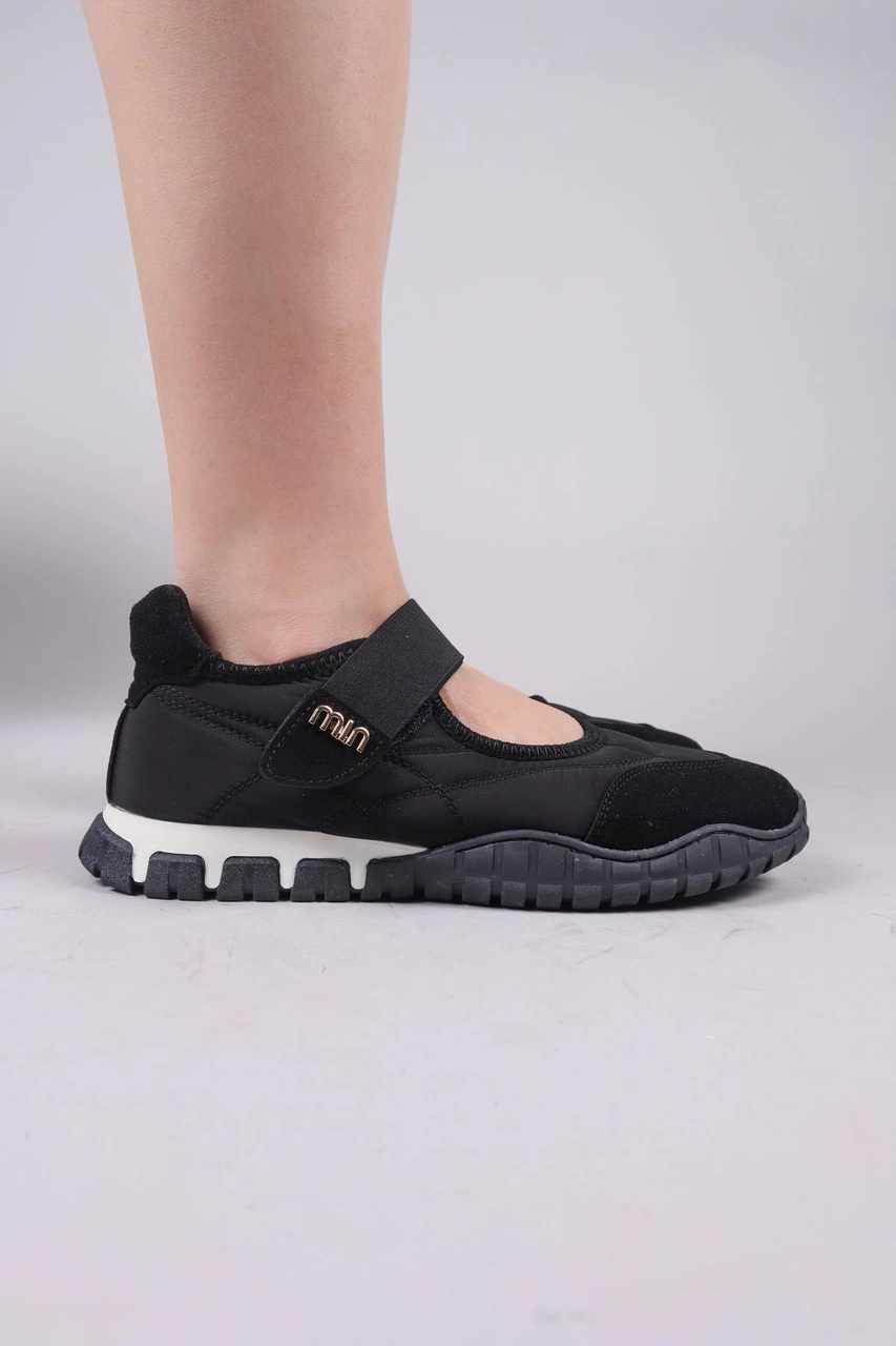 Madre Cırtlı Süet Garnili Paraşüt Babet Siyah-8440 Siyah