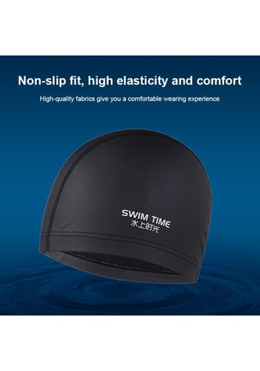 Yetişkin Erkekler Ve Kadınlar İçin Pu Kaplamalı Su Geçirmez Genişletilmiş Yüzme Bonesi Siyah