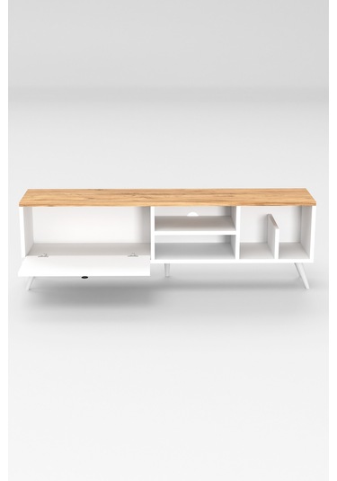 Lena Tv Sehpası, Tv Standı, Televizyon Ünitesi Beyaz - Atlantik Çam