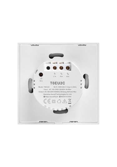 Sonoff T0-EU-2C Akıllı Dokunmatik Duvar Anahtarı 2 Kanallı