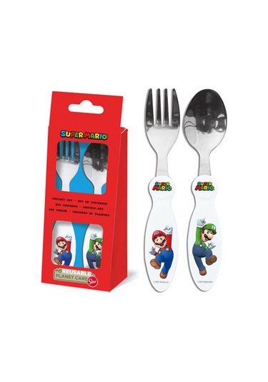 Super Mario Çatal Bıçak Takımı Metal Kaşık Ve Çatal 14 Cm Diğer