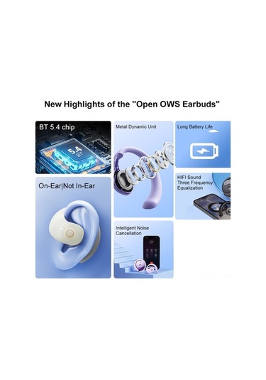 Pazly Kablosuz Kulaklık Ows Bt5.4 Ipx5 Su Geçirmez Spor Kulaklık - Uzun Pil Ömrü - Tüm Kulak Tipleri İçin