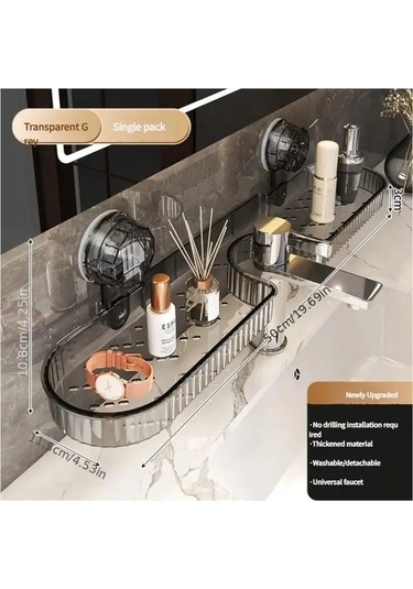 Gateesat Koyu Gri Modern Banyo Saklama Ünitesi Delme Yok Tasarruflu Duvar Askılı Koyu Gri