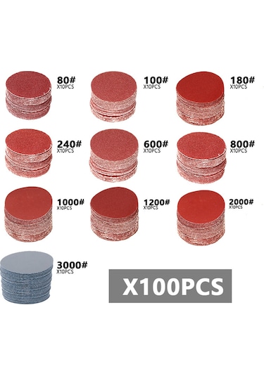 Lemestar 100 Adet 4" Zımpara Diski Seti - 80-3000 Kum Tane Boyutu İle Taşlama Ve Parlatma İçin