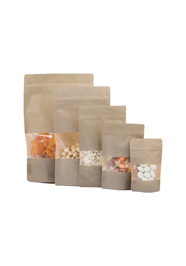 Pencereli Kraft Doypack 18X29 Cm - 100 Adet