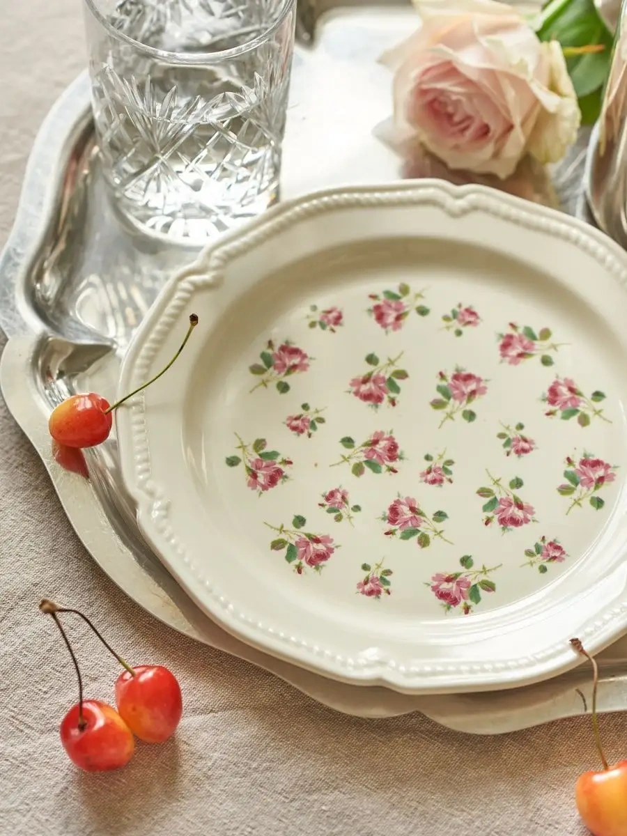 Roomi Desenli Düz Seramik Tabak 19.5 Cm, Hediye 113310986 Beyaz