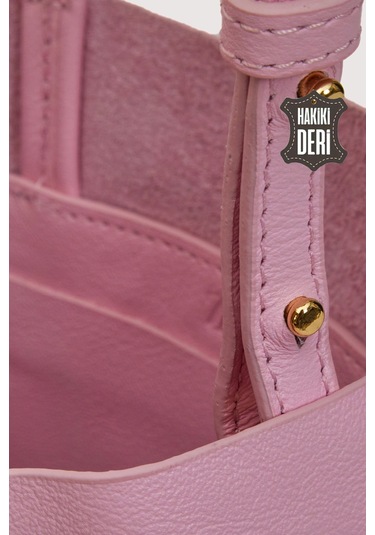 Hakiki Deri Kadın El Çantası Pembe Smr8751 Pembe