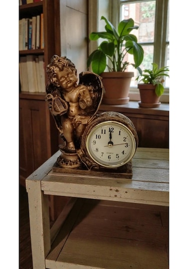 Şık Görünüm Masa Üzeri Saat Biblo Ofis Ve Ev Dekoru Boyut 16 12cm