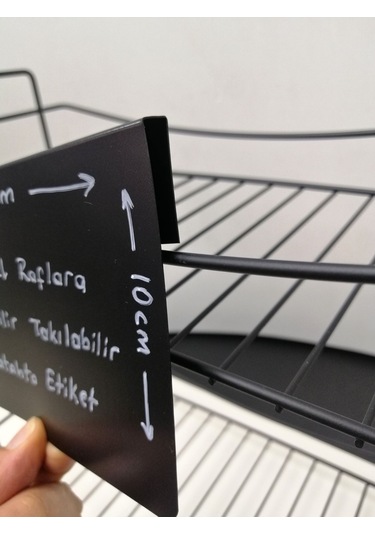 10 Adet Silinebilir Karatahta Siyah Etiket 14 x 10 CM Tel Raflar 8mm