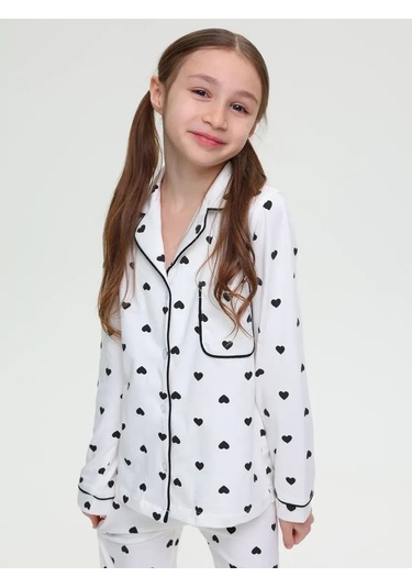 Milpat Kids Pantolonlu Ve Gömlekli Pamuklu Triko Pijama 333951609 Beyaz