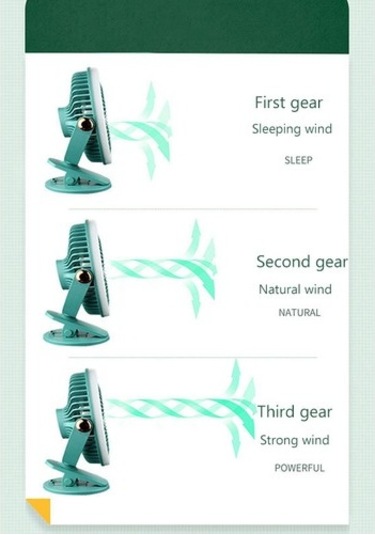 Mini Masaüstü Klipsli Fan 1200mah Usb Fan 360 Derece Dönüş, Yeşil 9444 Yeşil